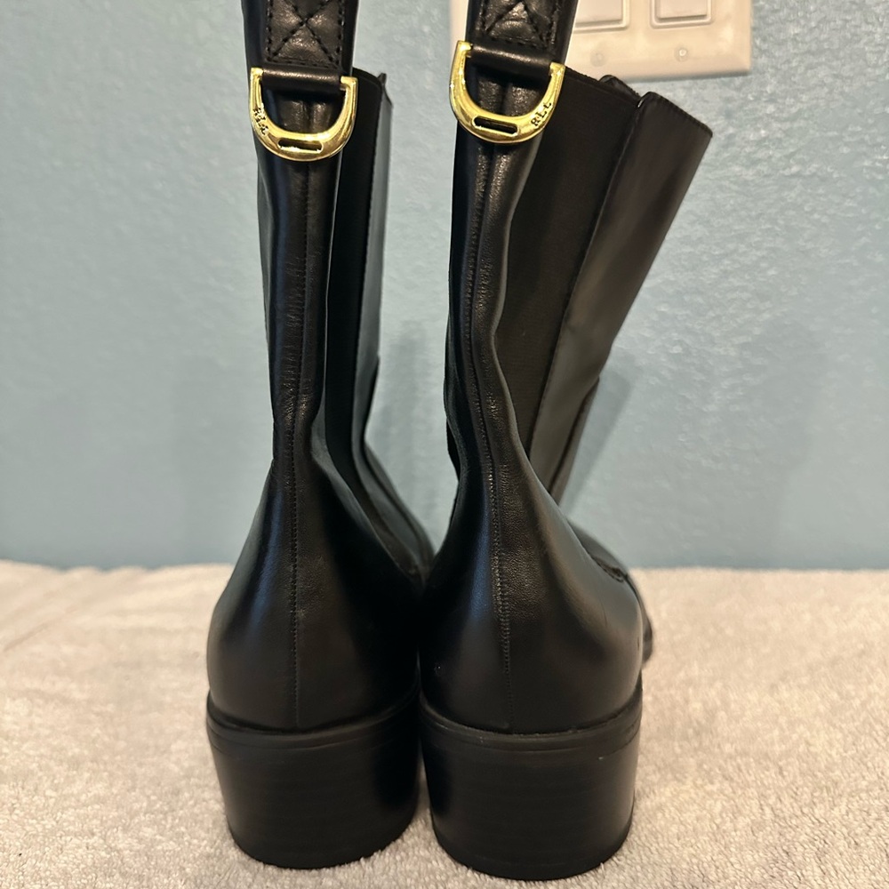 Lauren Ralph Lauren McKenzie black leather mid calf boots 11B - Picture 2 of 9